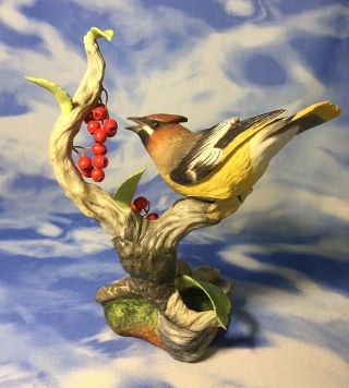 Rare Limited Issue SIGNED Boehm Waxwing Porcelain Bird Figurine 10197 GUC 4