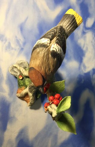 Rare Limited Issue SIGNED Boehm Waxwing Porcelain Bird Figurine 10197 GUC 5