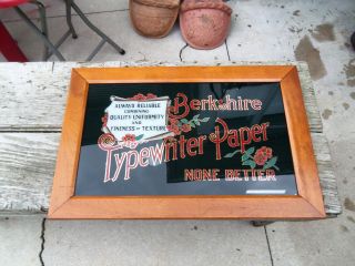 Antique Berkshire Glass Reverse Painted Typewriter Paper Sign None Better,  Rare