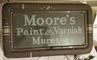 Antique 1921 Moores Paint Varnish Art Deco Neon Sign - Benjamin Moore EARLY 11