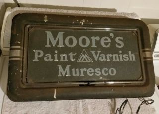Antique 1921 Moores Paint Varnish Art Deco Neon Sign - Benjamin Moore Early