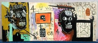 Great Jean - Michel Basquiat 1982 Acrylic On Canvas Untitled Large 47 X 20 In