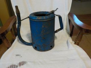 Vintage Swingspout 1 - Gallon Flex Spout Blue Metal Oil Dispenser Can Usa