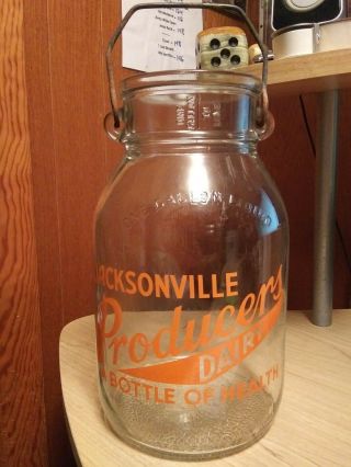 Vintage Gallon Milk Bottle Jacksonville Il Producers Jar