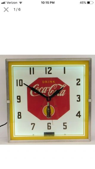 Rare Early Coke Neon Clock Circa 1940s