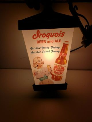 Vintage Iroquois Beer And Ale 3 - Sided Hanging Light
