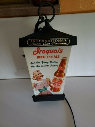 Vintage Iroquois Beer And Ale 3 - Sided Hanging Light 2