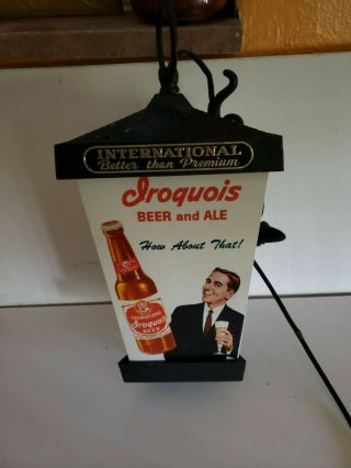 Vintage Iroquois Beer And Ale 3 - Sided Hanging Light 3
