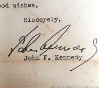 John F Kennedy JFK President Senator Candidate Autograph September 1960 Letter 4