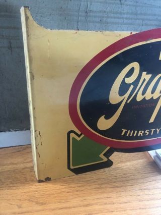 1940’s Grapette Soda Sign Flange Tin Arrow Die Cut Thirsty “Rare” Stout Gas Oil 10