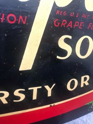 1940’s Grapette Soda Sign Flange Tin Arrow Die Cut Thirsty “Rare” Stout Gas Oil 12
