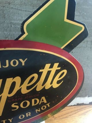 1940’s Grapette Soda Sign Flange Tin Arrow Die Cut Thirsty “Rare” Stout Gas Oil 8