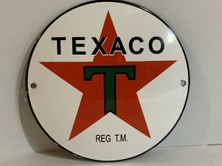 6 Inch Dome Texaco Gasoline Porcelain Enamel Sign Oil Gas Pump Plate