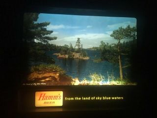 Vtg Hamms Beer Sign Water Rippler Canoe N Lake Motion Light Up Rec Room Bar Pub