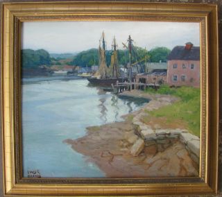 Early 20th C.  Oil - A Corner Of Gloucester By Louis Hankes