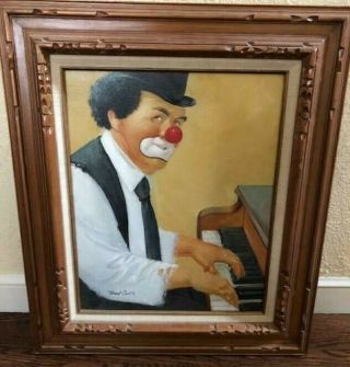 Framed Oil Painting By Robert Owen - Piano Man - 28 " X24 "