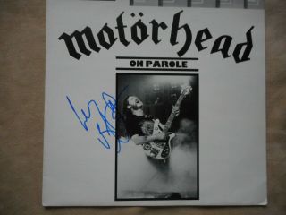 Motorhead " On Parole " White Label Lp Autographed By The Great Lemmy Kilmister