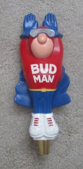 Budweiser Bud Man Flying Beer Tap Handle Rare