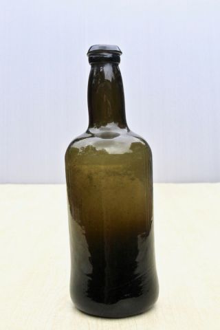 Antique 1780s English Freeblown Half Size Sagged Base Black Glass Wine Bottle 2