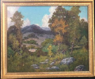 Peter Lanz Hohnstedt " Landscape " 7 X 14 Oil Painting 1920 - 1940