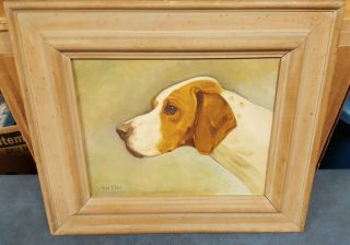 Great Vintage Fox Hound Dog Oil Painting/portrait Fred Sitzler Ny/nj Artist