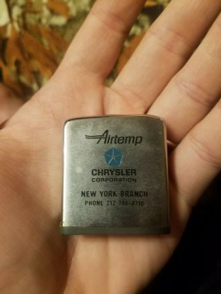 Chrysler Airtemp Zippo Metal Vintage Tape Measure Advertising Rare