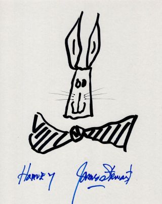 Jimmy James Stewart Authentic Signed 8x10 Harvey Rabbit Drawing Rare Jsa