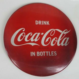 Vintage Drink Coca Cola In Bottles 9 " Celluloid Button Soda Pop Adv Shadow Sign