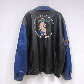 Vintage Betty Boop Leather Bomber Jacket Size Xxl