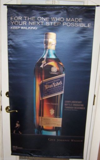Johnnie Walker Blue Label Big Satin Advertising Banner Scotch Whisky Sign