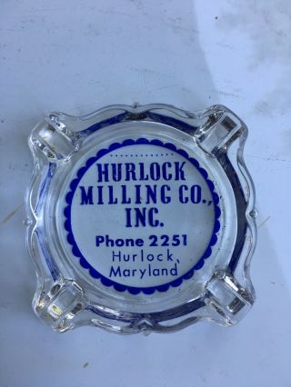 Vintage Hurlock Milling Ash Tray Hurlock Md Maryland