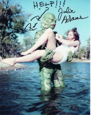 Julie Adams,  Ricou Browning Hand Signed 8x10 Color Photo,  Black Lagoon