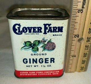 Antique Clover Farm Ginger Spice Tin Litho Can Cleveland Oh Grocery Honey Bee