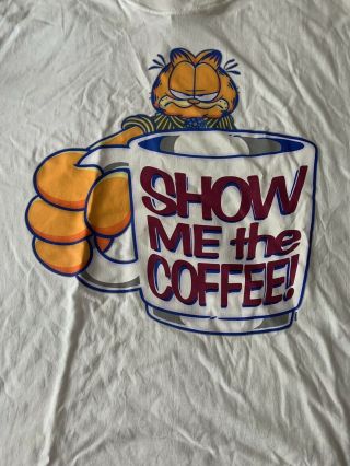 Vintage Brazos Garfield Men ' s T - Shirt Show me the Coffee Large 2