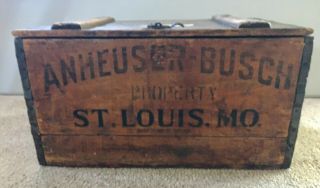 1918 Anheuser Busch Budweiser Wood Beer Crate Pre Prohibition With 10 Bottles