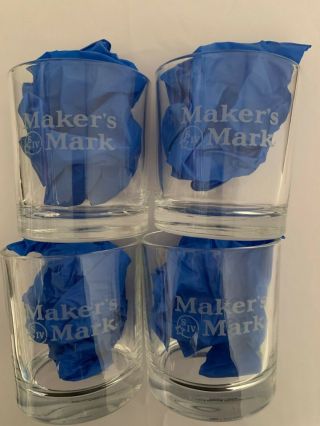 Makers Mark Bourbon Whiskey Kentucky Etched Rocks (6) Glasses 8 Oz Barware