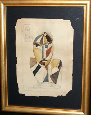 Russian Bauhaus Avant Garde Cubism Futurism Sketch Sign Naum Gabo,  1916