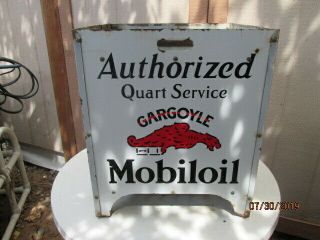 [VINTAGE] MobilOil Gargoyle Porcelain 4 Sided Sign Display Very Rare 3