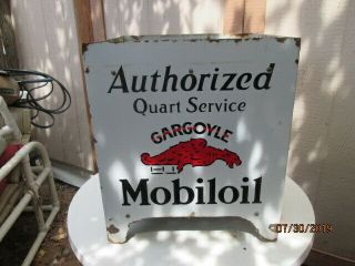 [VINTAGE] MobilOil Gargoyle Porcelain 4 Sided Sign Display Very Rare 4