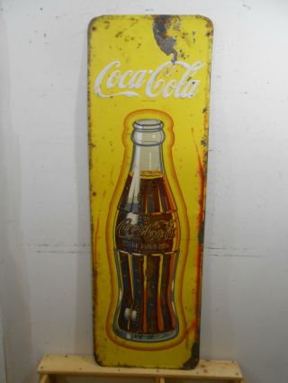 Unusual 1955 Coca Cola Coke Large 53 " X 17 " Soda Bottle Tin Sign