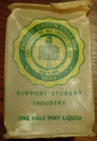 3 Vintage Dairy Milk cartons & cap Pacific Union College SDA School Angwin Ca. 3