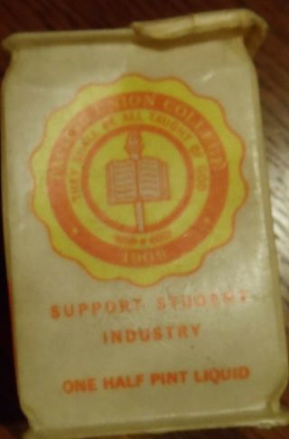 3 Vintage Dairy Milk cartons & cap Pacific Union College SDA School Angwin Ca. 7