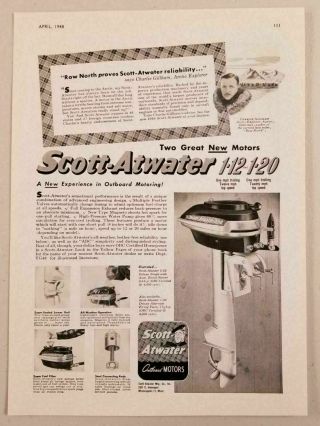 1948 Print Ad Scott - Atwater Outboard Motors Models 1 - 12 & 1 - 20 Minneapolis,  Mn