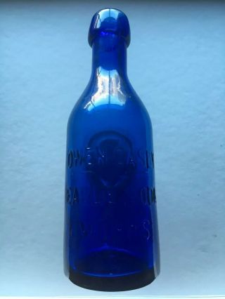 Antique 1860’s Owen Casey Eagle Soda Sacramento Ca Cobalt Blue