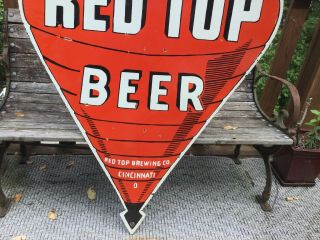 Large Vintage Red Top Beer DOUBLE Sided Porcelain Sign 48” 4
