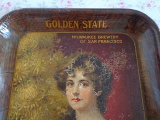 VINTAGE GOLDEN STATE MILWAUKEE BREWERY OF SAN FRANCISCO CHRYSANTHEMUM GIRL TRAY 2