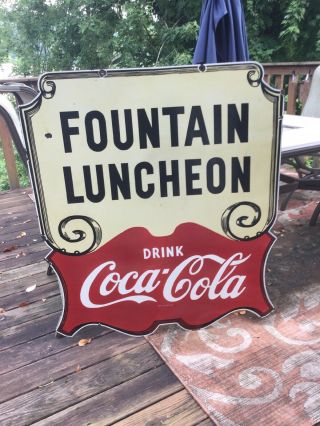 Large Old Coca - Cola Double Sided Porcelain Sign