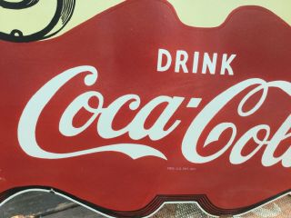 Large Old Coca - Cola Double Sided Porcelain Sign 3