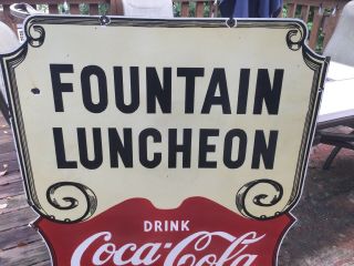 Large Old Coca - Cola Double Sided Porcelain Sign 4