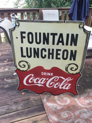 Large Old Coca - Cola Double Sided Porcelain Sign 5